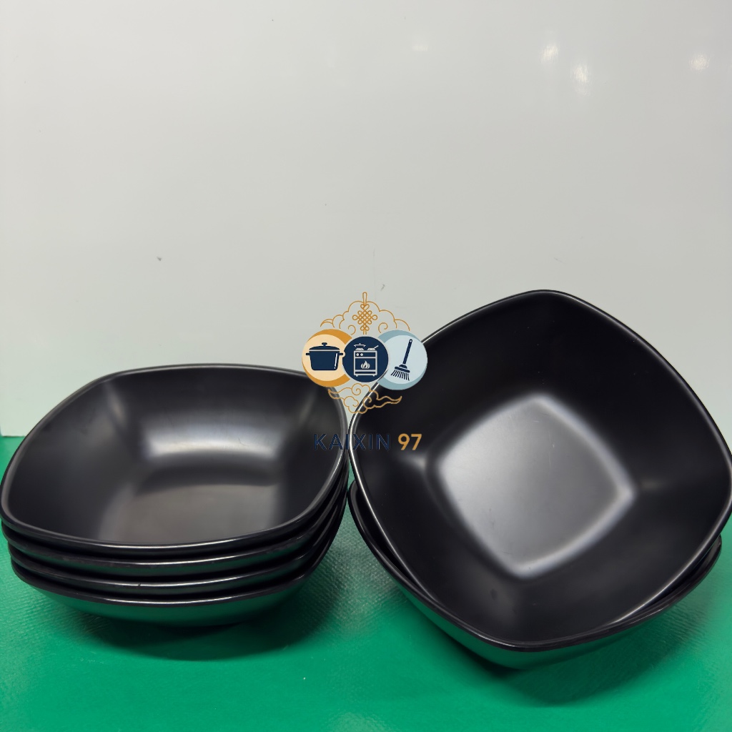 MANGKOK MELAMIN KOTAK HITAM TEBAL W6407A / MANGKUK MELAMIN KUALITAS RESTO