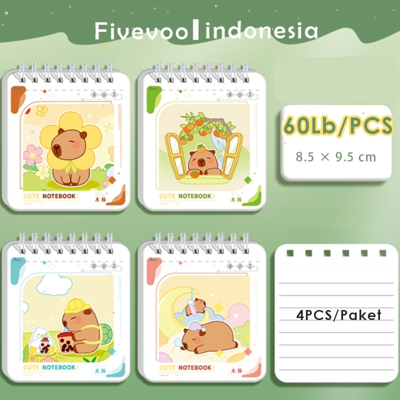 

FIVEVOO 4PCS Buku Mini Hewan Lucu/Buku Mini Bergambar Panda untuk Sekolah/Notebook Mini/Mini Book