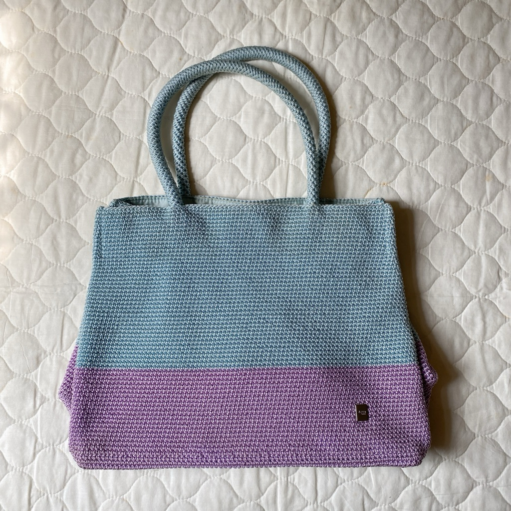 dowa shoulder bag blue purple tas bahu rajut crochet biru ungu wanita original preloved (BACA DESKRI