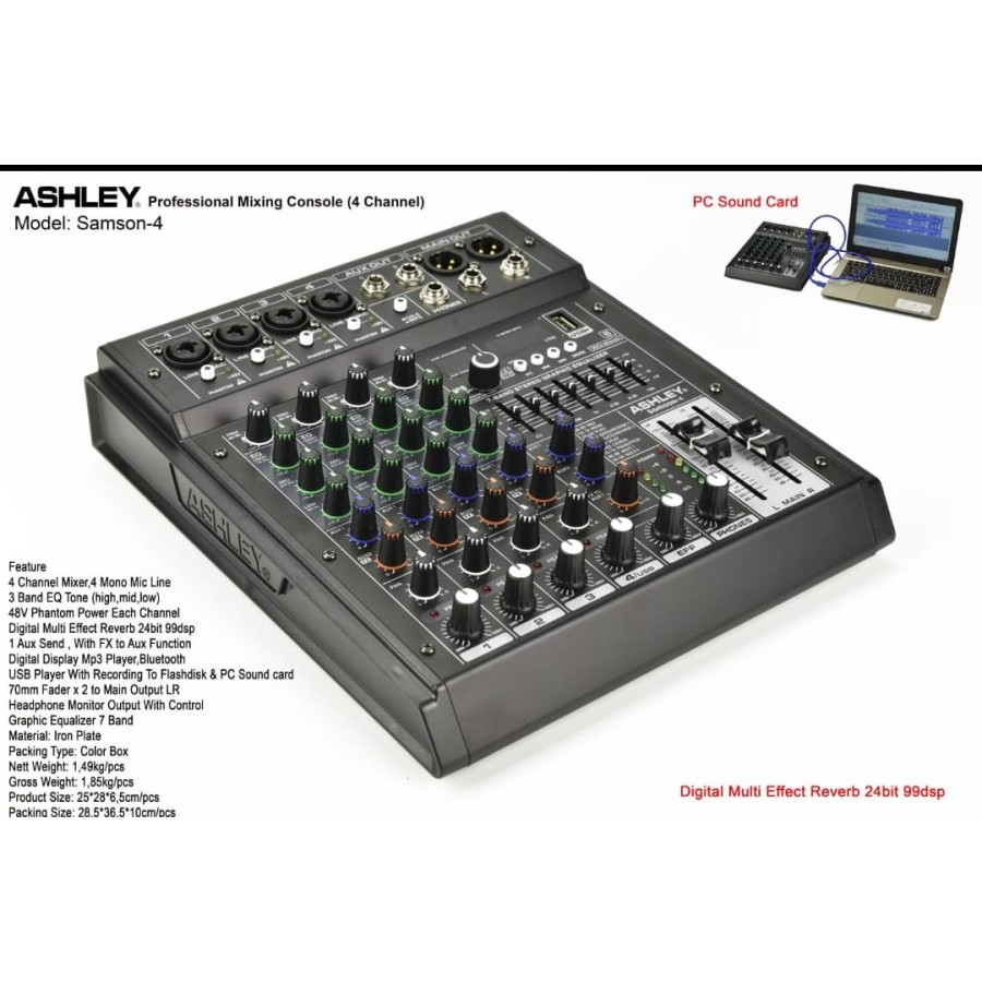 Mixer Ashley Samson 4 Original 4 Channel Bluetooth / Mixer Ashley 4 Channel - Soundcard