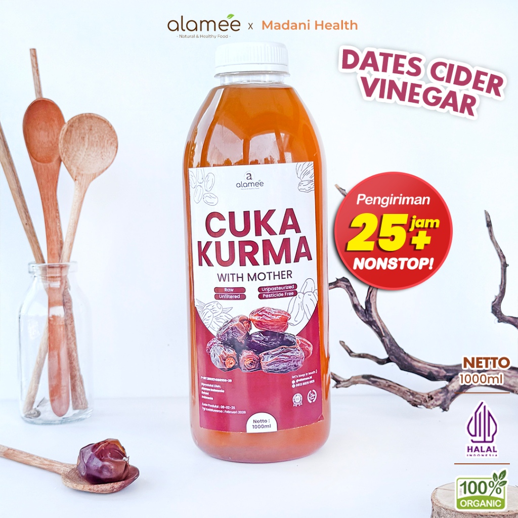 

ALAMEE Cuka Kurma With Mother Original Dates Cider Vinegar Fermentasi Probiotik Herbal 1 Liter