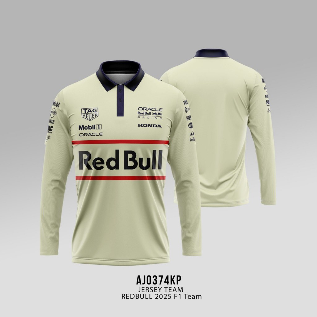 Kaos Jersey Polo F1 Team RedBull Red Bull 2025 Lengan Panjang