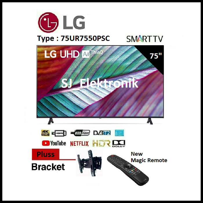Braket + LG 75UR7550PSC Real 4K Smart UHD TV | LED TV 75 Inch 75UR7550