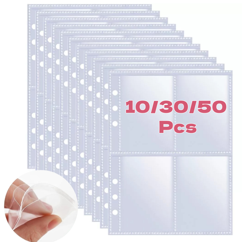 

【IN STOCK】10/30/50 Pcs A5 6 Ring Binder Sleeves 400 Pockets, Double-Sided 4 Pocket Super Clear binder photocard Sleeves, 2.5x3.5” Fit foto polaroid Idol KPOP Instax Foto Lomo binder album