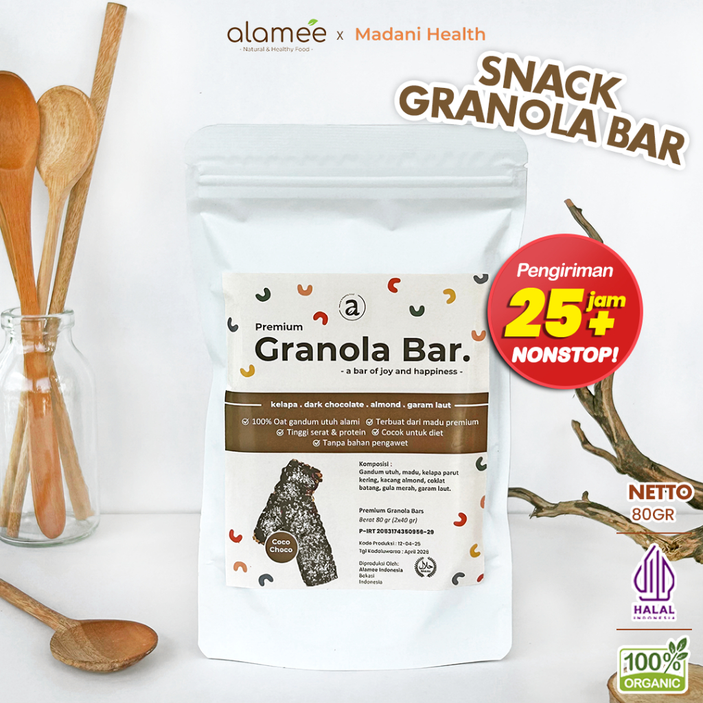 

ALAMEE Granola Bar Snackbar Dark Choco Chocolate Cemilan Diet Healthy Snack Sehat Rendah Kalori 80gr