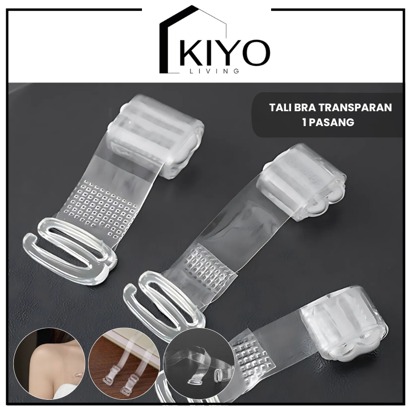 KIYO Tali Bra Transparan 1 Pasang Tali Bra Bening Set / Tali BH Transparan Bening / Bra Strap Pengai