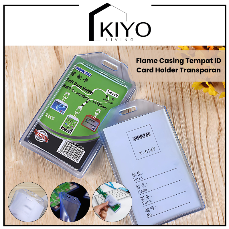 

KIYO Flame Casing Tempat ID Card Holder Transparan / Tempat ID Karet Casing Karet Bening Kartu