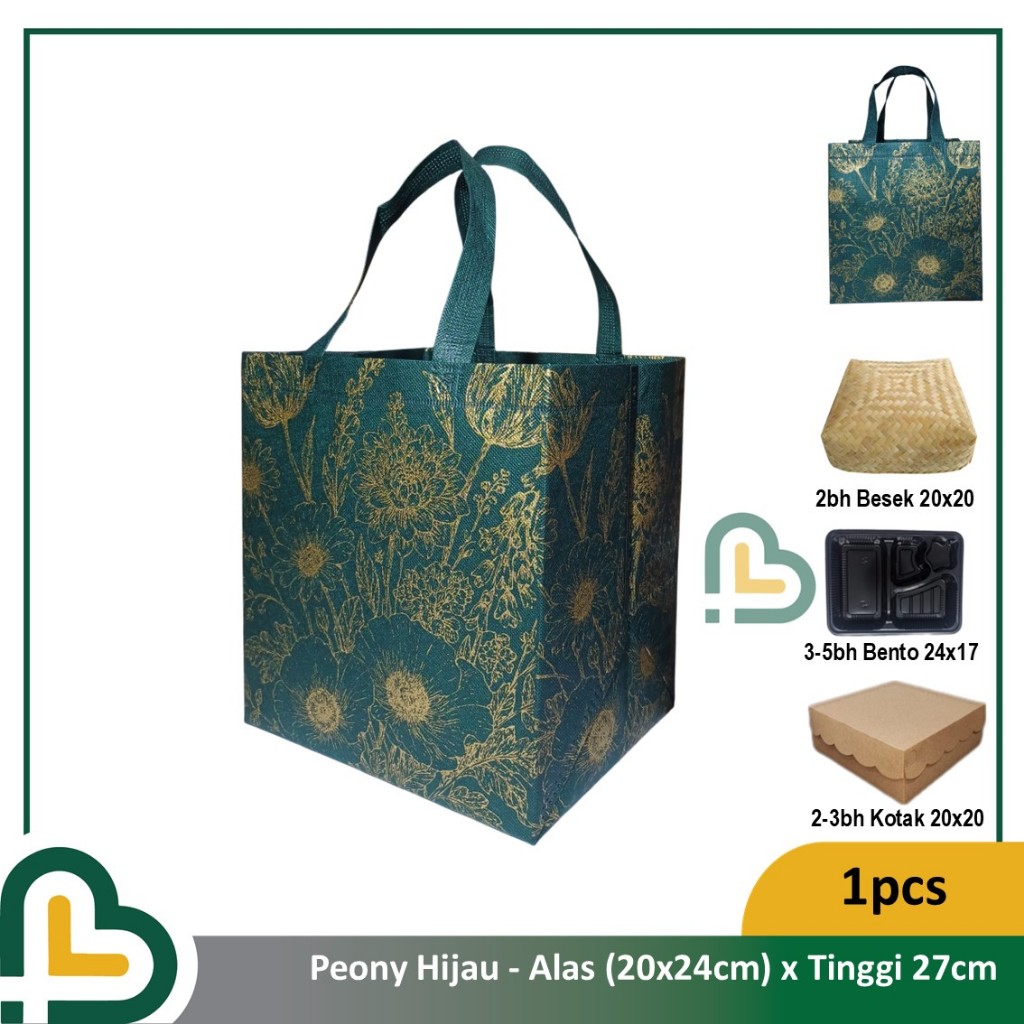 

Tas Kain Spundbond Tebal Motif Mewah Hajatan Syukuran Untuk Nasi Kotak Besek Bento Bag 1 Pcs