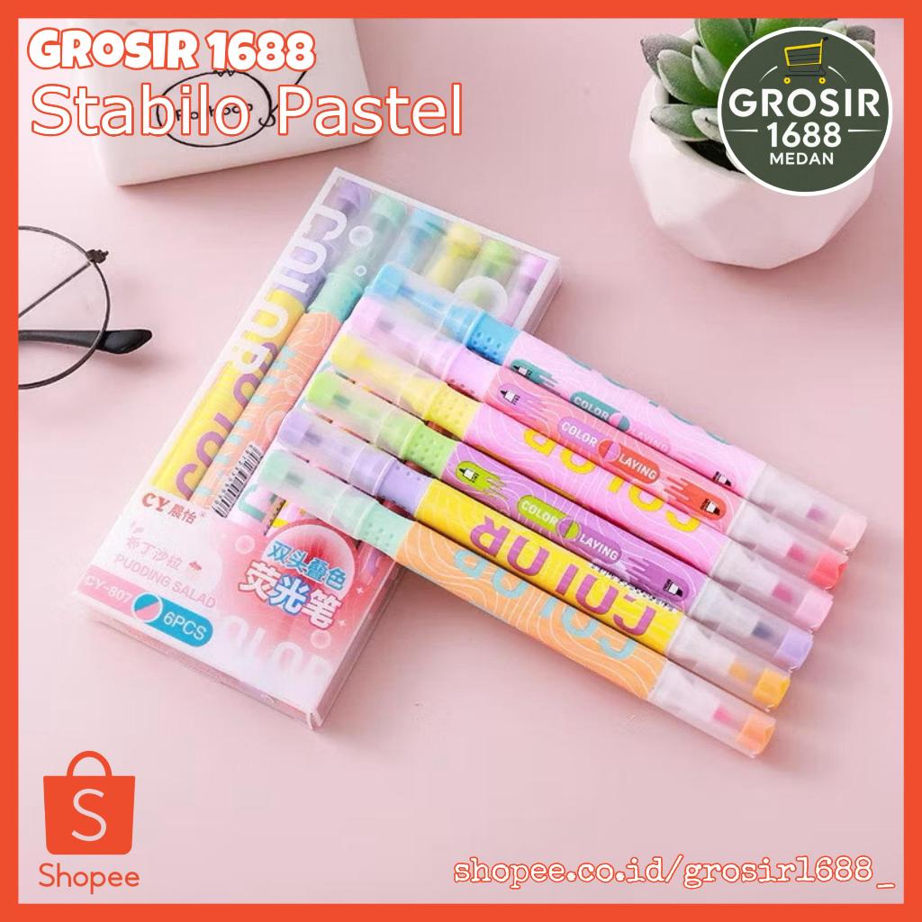 

Grosir1688 - Stabilo Pastel 1 Set / Stabilo 2 Sisi 6 PCS 12 Warna / Stabilo 6 Pcs Warna Warni