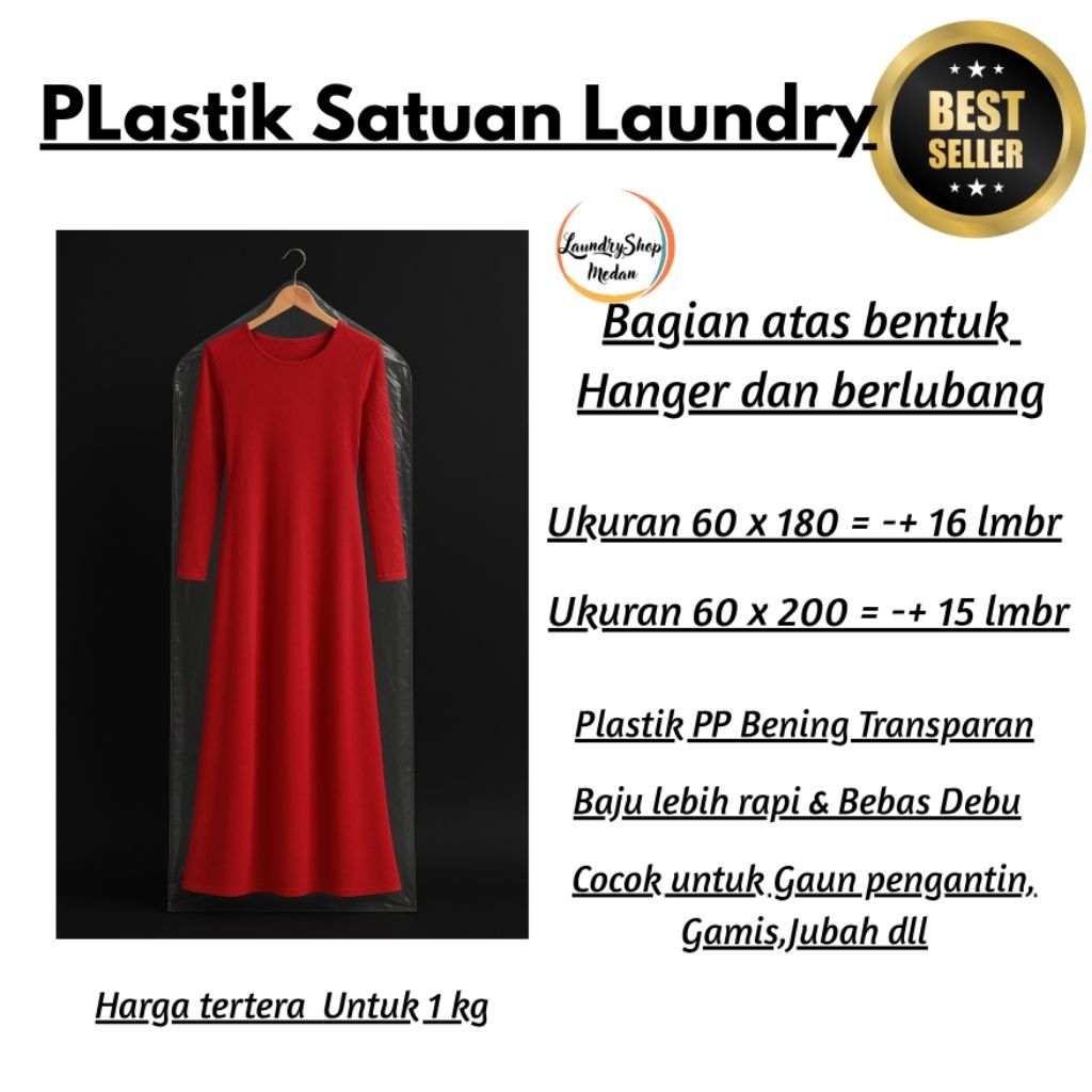 Plastik Satuan Laundry Potong Bahu Polos / Plastik Baju Gaun Gamis