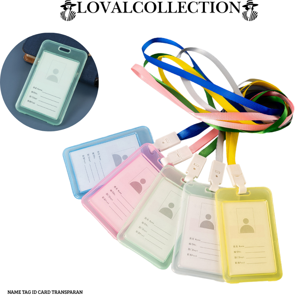 

LC NAME TAG ID CARD TRANSPARAN H635 GANTUNGAN KARTU NAMA PLASTIK VERTICAL LAYARD POTRAIT MOTIF POLOS TANDA PENGENAL BENING HORIZONTAL
