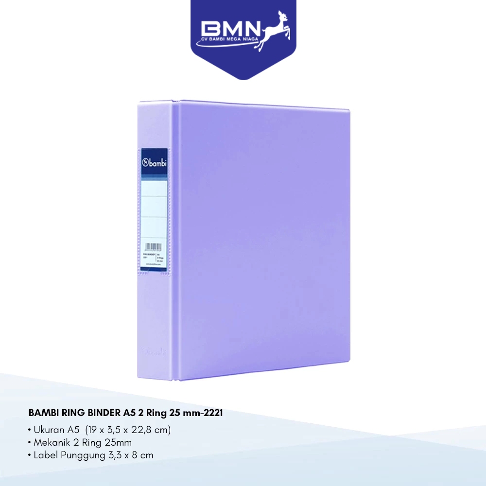 

BAMBI Ring Binder A5 2 Ring D-Type All Color Medium SIZE 25 mm Original