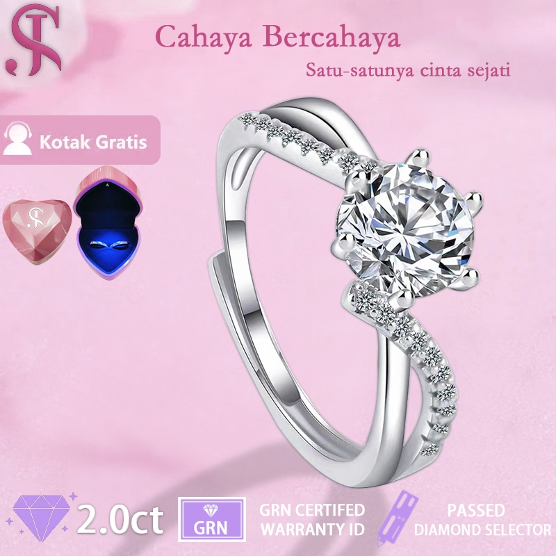 【Kotak Hadiah Premium】Cincin Nikah Desainer Perak 999 & Berlian Asli｜6 Cabang Eksklusif｜Sertifikat G