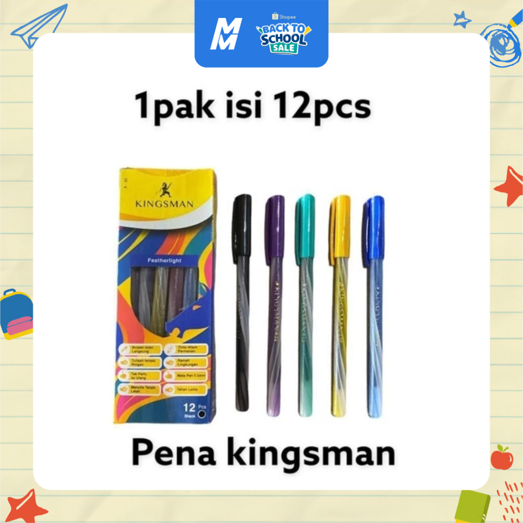 

Pena KINGSMAN A35 Pulpen Bolpen Ballpoint Ulir Uril Pelangi 12 PCS