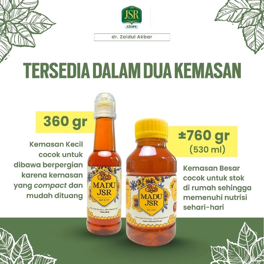 

Madu JSR Dr.Zaidul Akbar | MADU JSR dr Zaidul Akbar Asli dan Murni 100% - 360gram - 760gram | Madu Multifloral