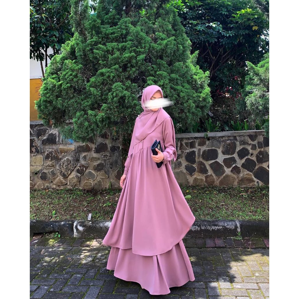 Aralous - Alea Tunik Setelan Rok Tunik Rempel Triple Kancing Aktif Busui Fashion Hijab Muslim Wanita