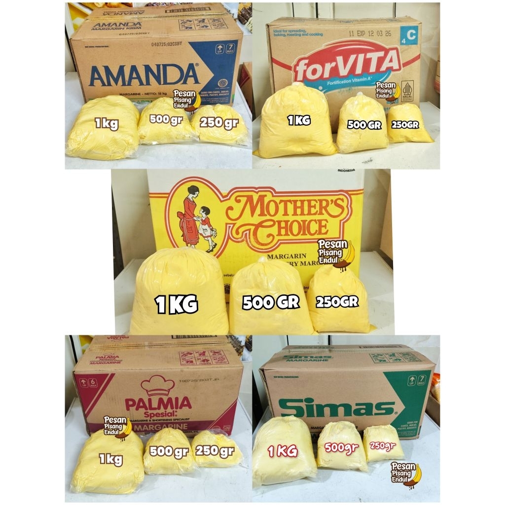 

Kiloan Margarin Palmia, Forvita, Simas, Mother Choice, Amanda 100gr