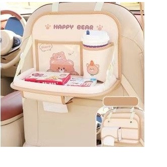 Car Seat Organizer Foldable - Rak Gantung Mobil Kulit Dengan Meja Lipat