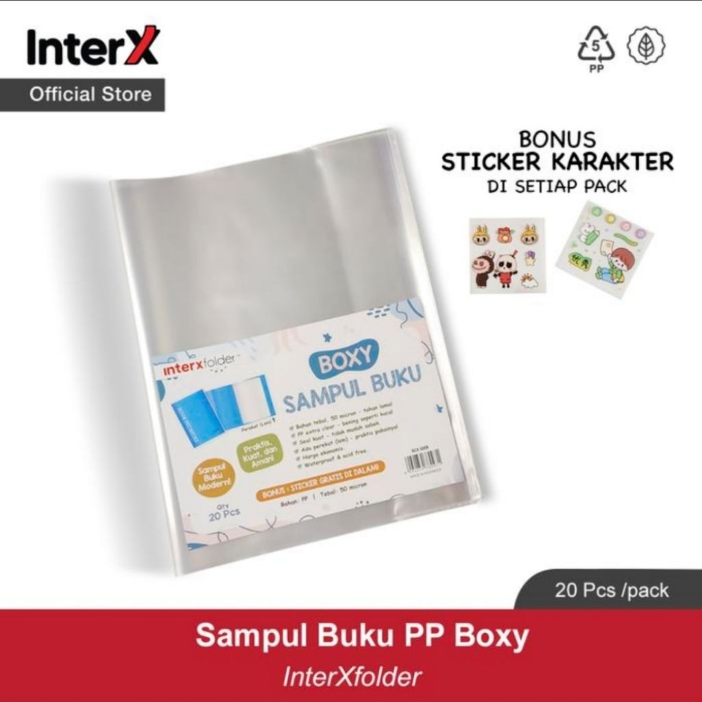 

Interx Sampul Buku PP Boxy/Sampul Buku Plastik Mika Bening isi (20pcs/pak)