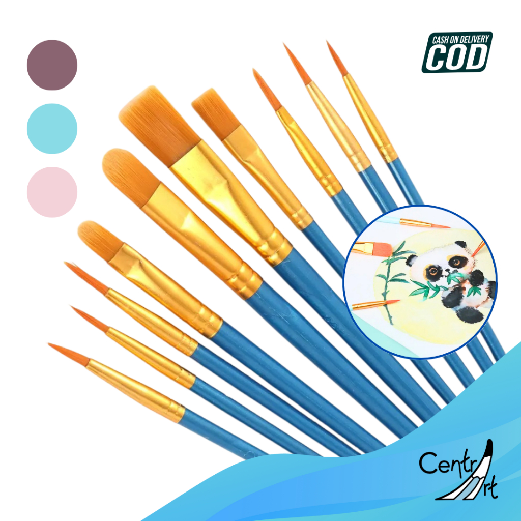 

10 PCS Artist brushes value pack Nylon Brush kuas warna warni