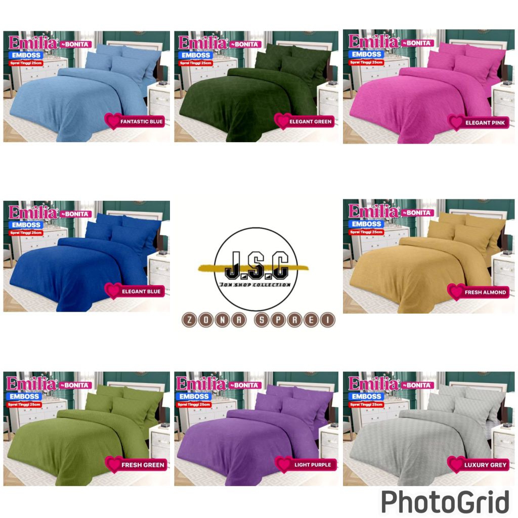 Sprei polos ukuran 180x200 corak embos emilia by bonita