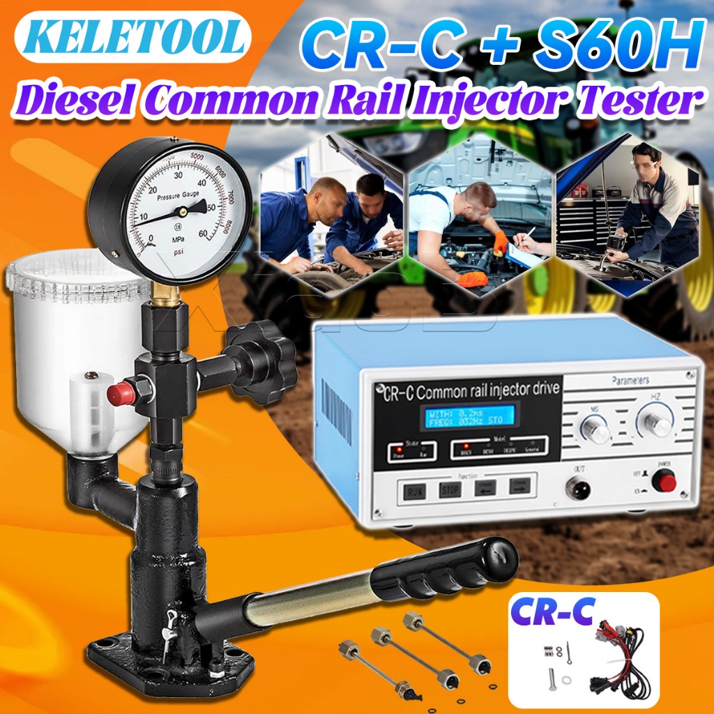 Penguji Injektor Diesel S60H + CR-C Common Rail Injector Tester Nozzle Validator Rail Injector Teste