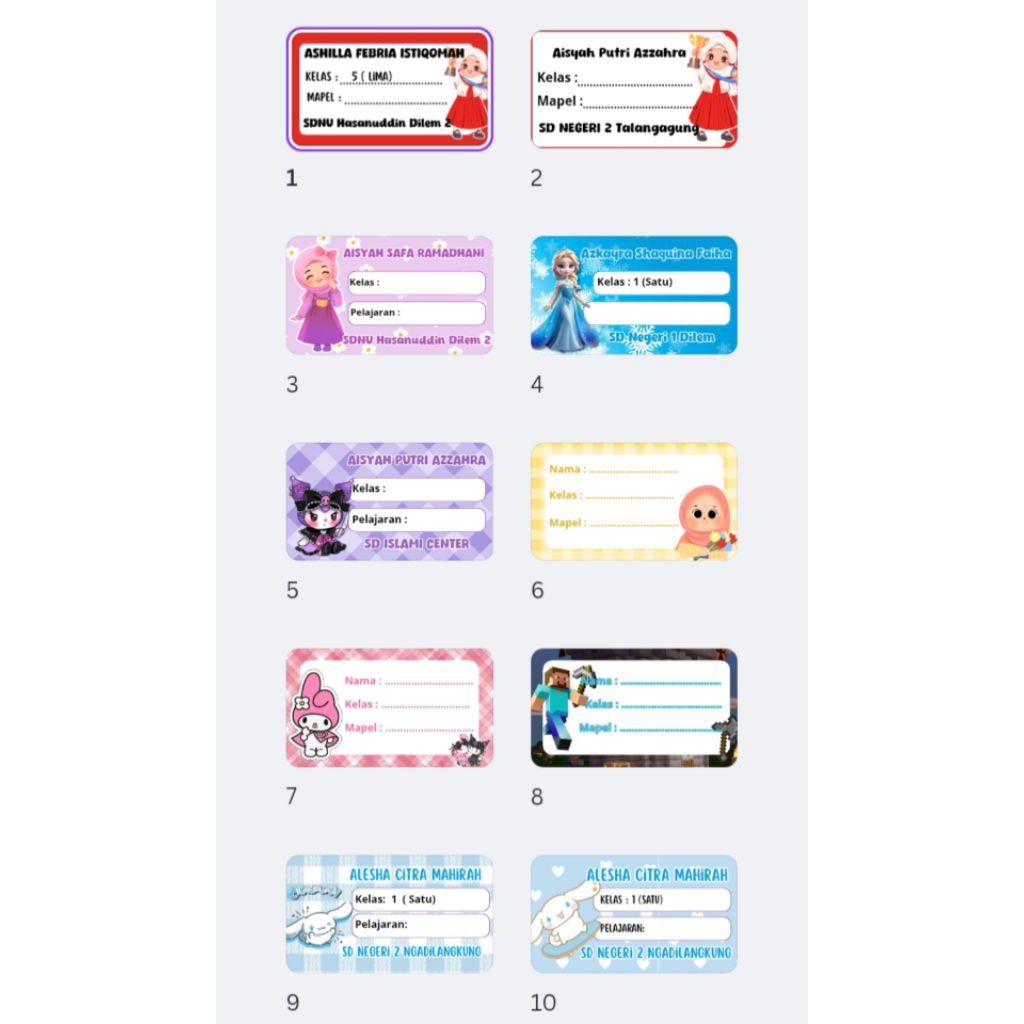 

Sticker Nama buku tulis