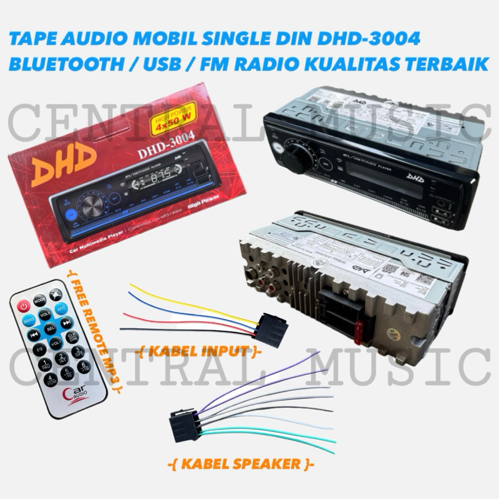 TAPE AUDIO MOBIL SINGLE DIN DHD-3004 BLUETOOTH / USB / FM RADIO KUALITAS TERBAIK