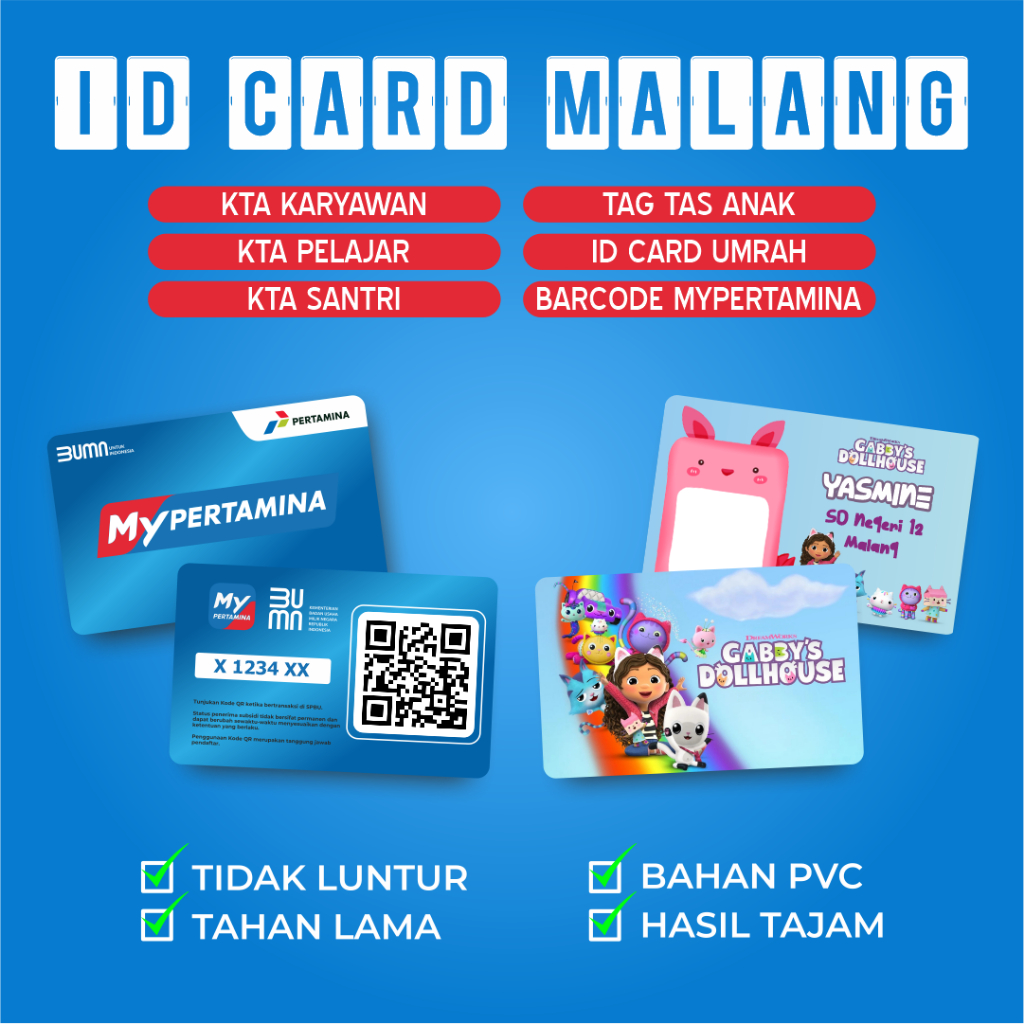 

Cetak Id Card, Kartu ID, Kartu Pelajar, id Umrah, Kartu MyPertamina