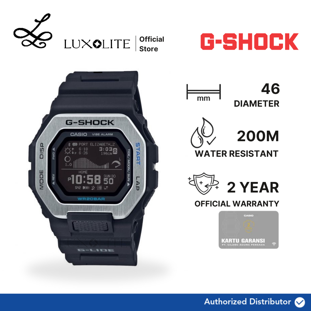 [Luxolite] Casio G-Shock Jam Tangan Pria GBX-100-1DR/GBX-100-1D/GBX-100-1 Digital G-Lide Black Resin
