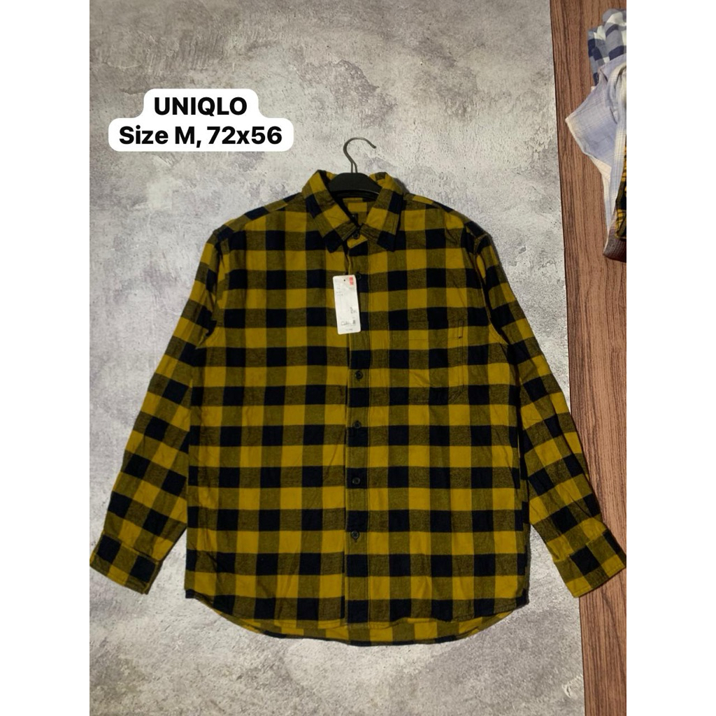 Flannel UNIQLO Brand New Motif Kuning hitam Size M