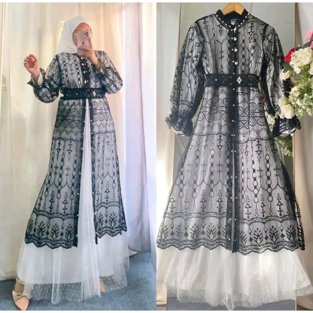 (COD) azzura outer panjang brukat etnik payet