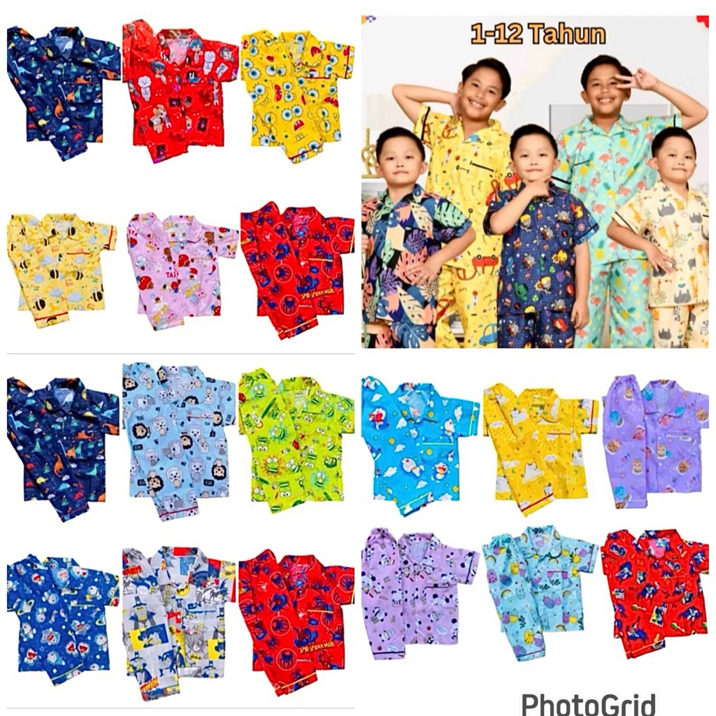 Baju tidur piyama katun anak / setelan baju tidur piyama anak / piyama katun anak / baju tidur anak 