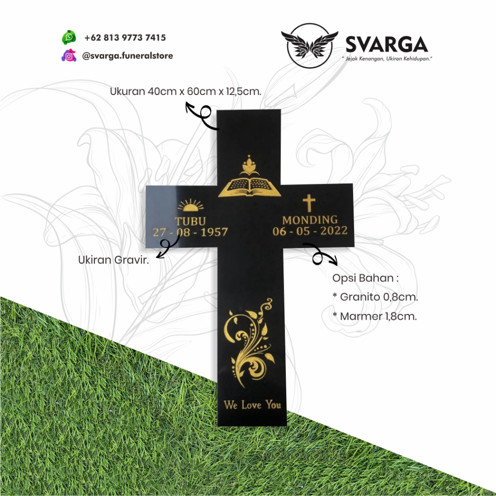 Salib Nisan Nasrani Marmer Ukir