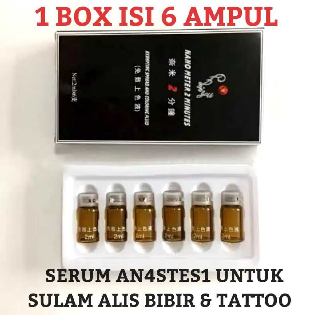100% ORIGINAL NANO METER 1 BOX ISI 6 AMPUL CAIRAN ANESTESI SULAM ALIS BIBIR TATTOO