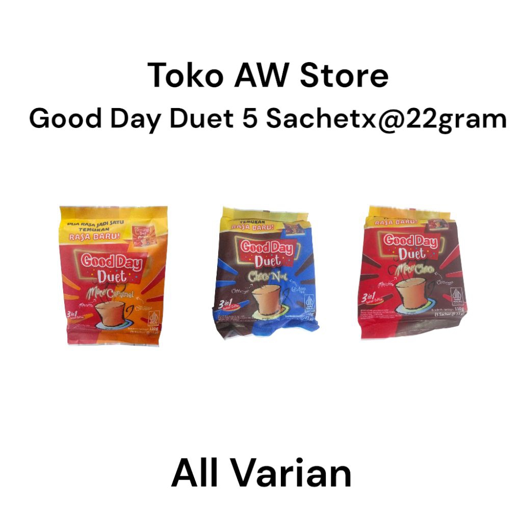 

Kopi Good Day Duet 5 sachetx@22gram l Moca Choco l Choco Nut l Moca Caramel