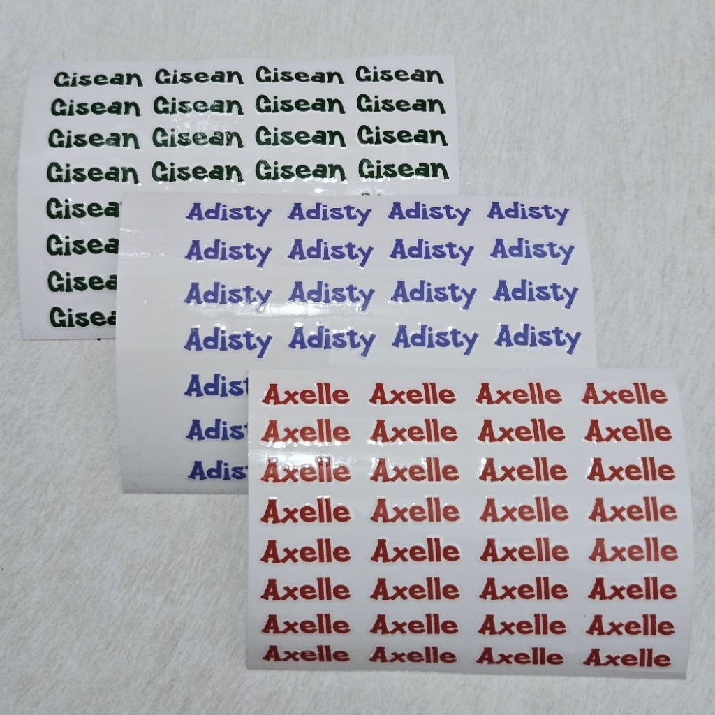 

Stiker UV Custom Label Nama Anak Penanda Peralatan Perlengkapan Sekolah Timbul, Anti Air