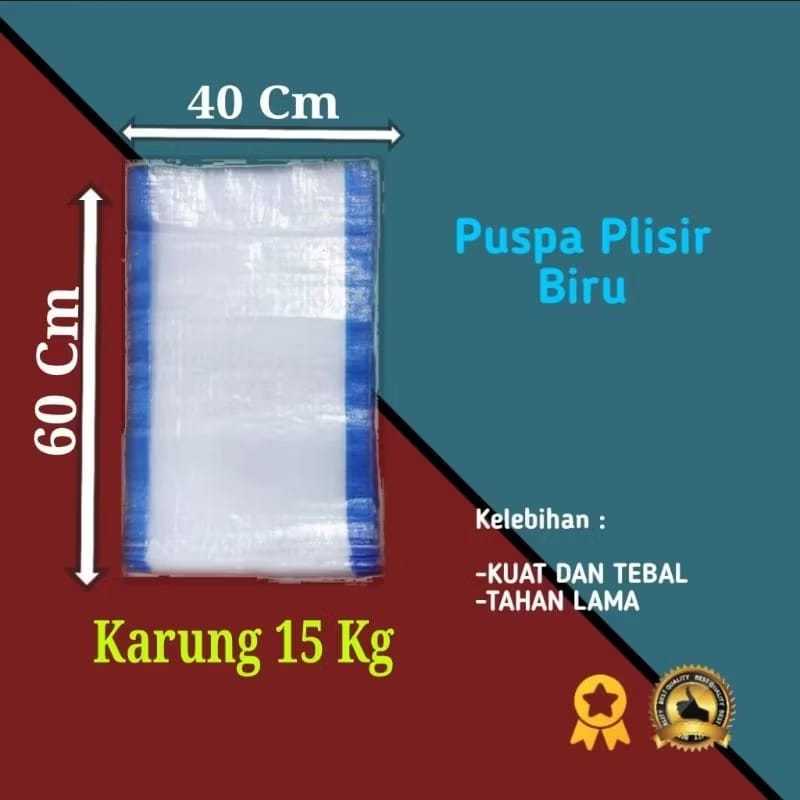 

JD.en Karung Beras Transparan List Biru Karung Bening Kemasan 15 Kg