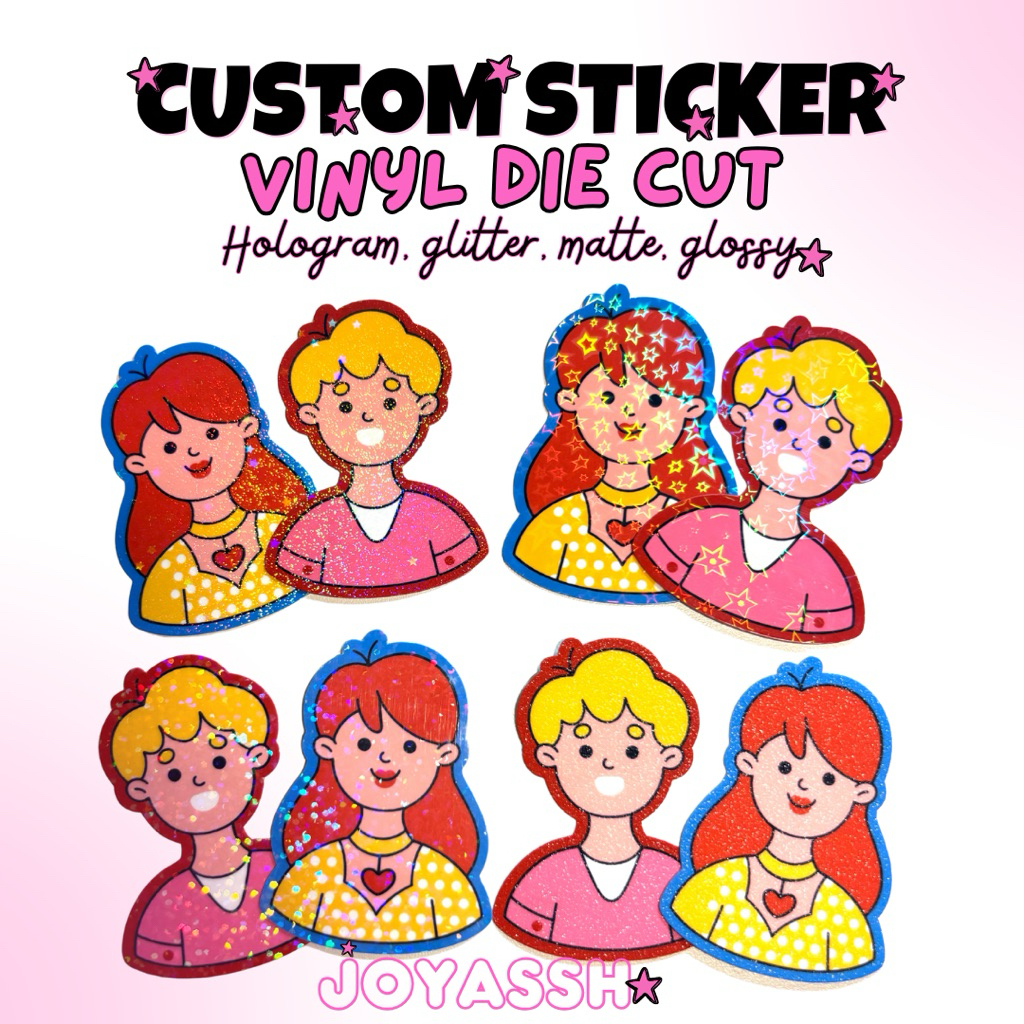 

[A4 Custom] Sticker Vinyl Die Cut Glitter Hologram Glossy Matte Doff