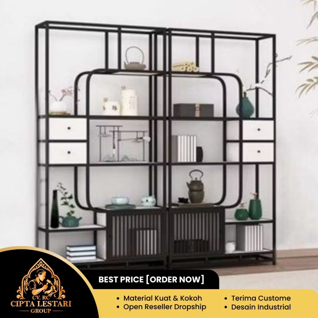 Rak Partisi 2 Unit Industrial ClasikITerima CustomIRak Sekat Ruangan