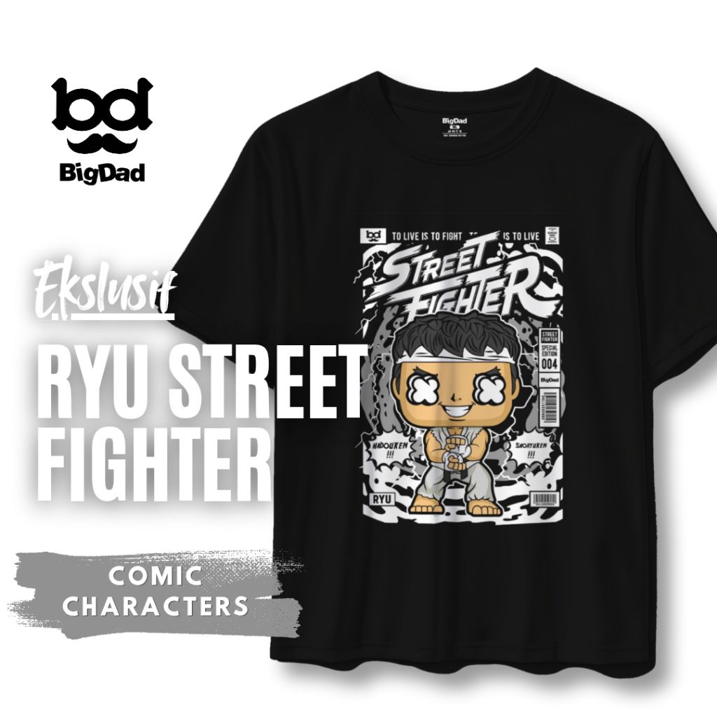 RYU STREET FIGHTER - T Shirt Kaos Distro Pria/Wanita Original 100% Katun | Comic Characters | BigDad