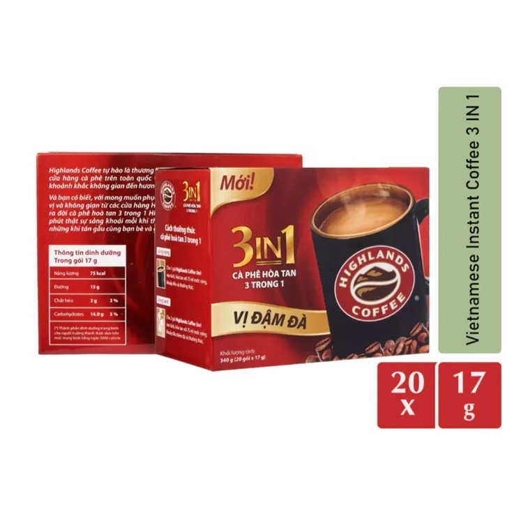 

(READY STOCK) Highlands Coffee 3in1 instant milk Coffee 20sX17g