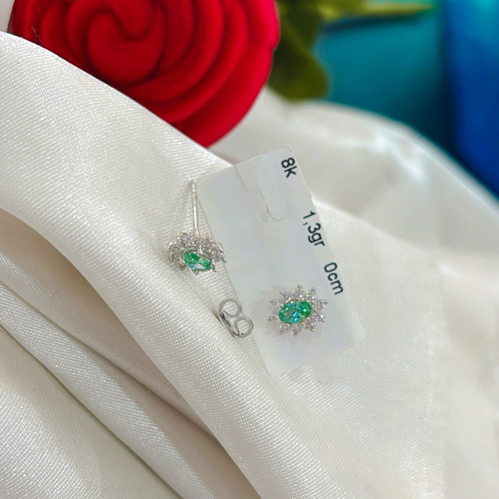 anting subang emas putih 8k