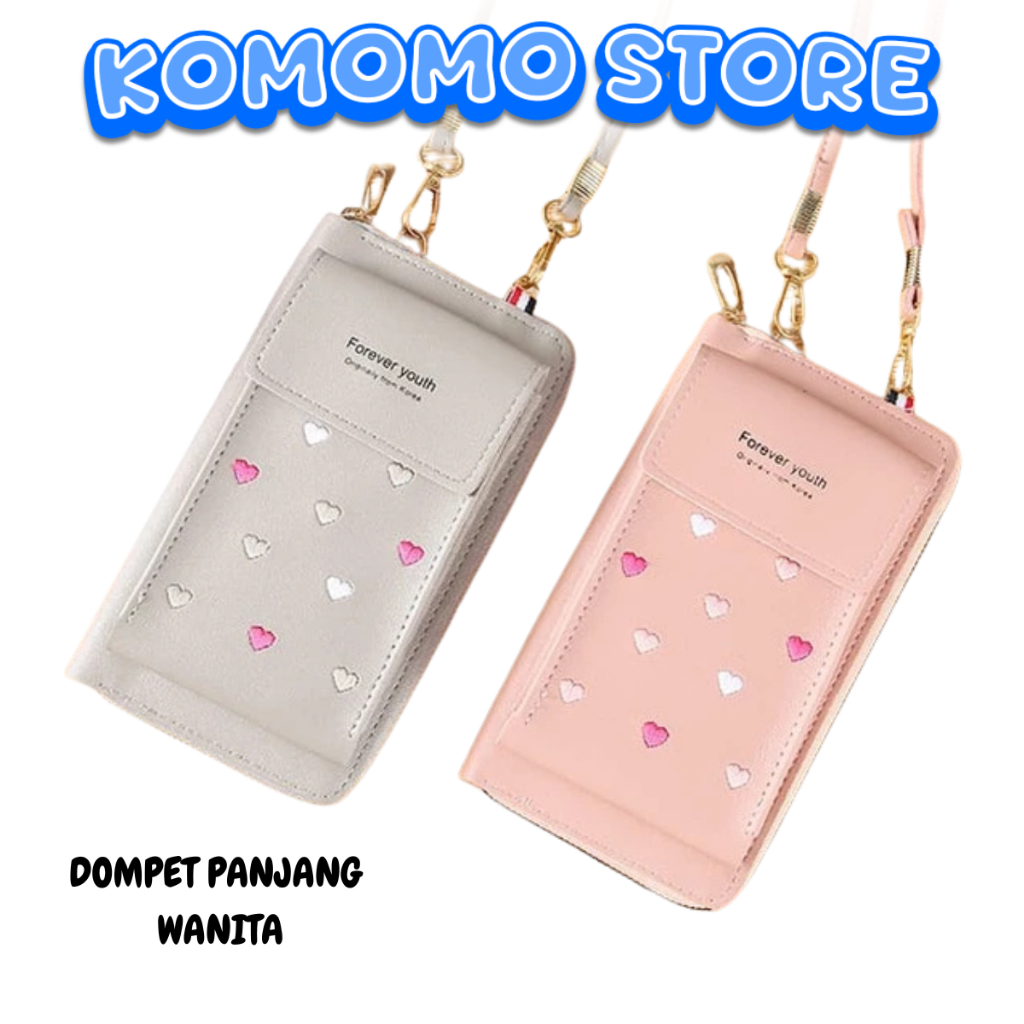 KMM DOMPET PANJANG WANITA FREE TALI DOMPET WANITA MOTIF LOVE IMPORT REAL PICT