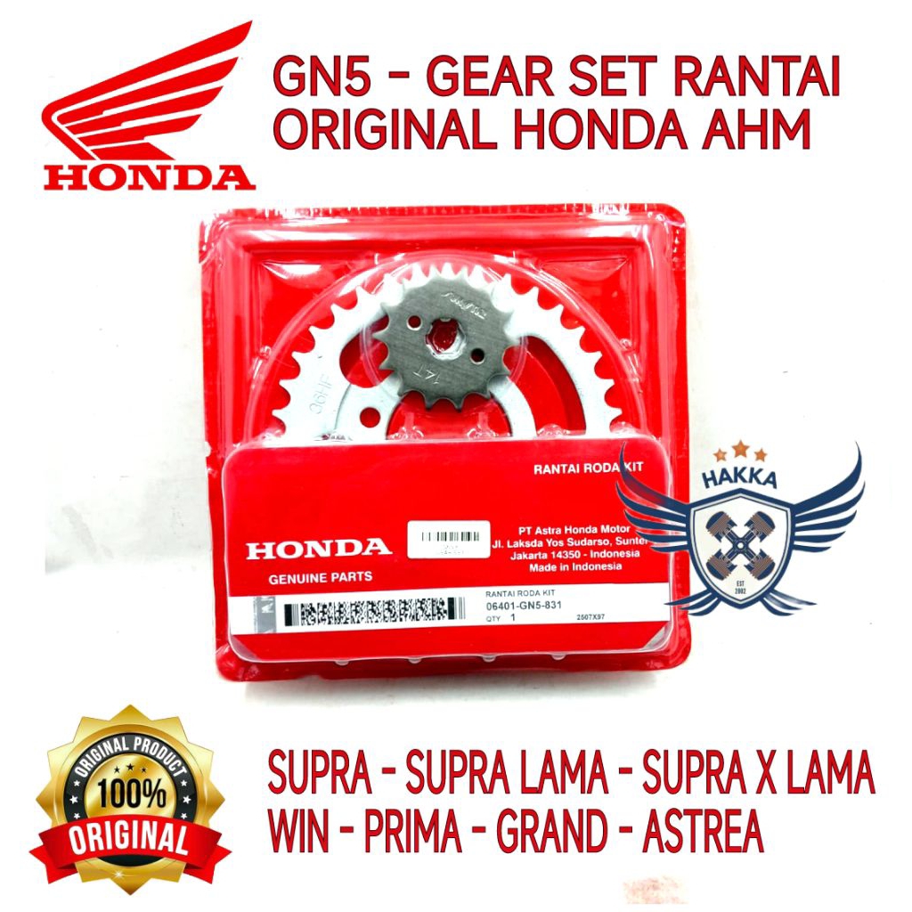 GN5  ORIGINAL GEAR SET RANTAI HONDA WIN, GEAR SET RANTAI HONDA PRIMA, GEAR SET RANTAI HONDA GRAND, G