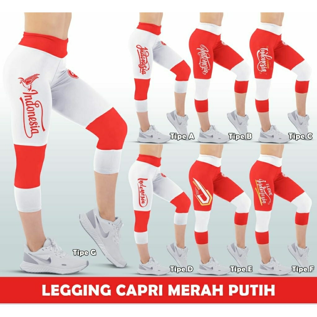 LEGGING SENAM ⅞ ABSPORTWEAR ORIGINAL - Legging Capry Merah Putih