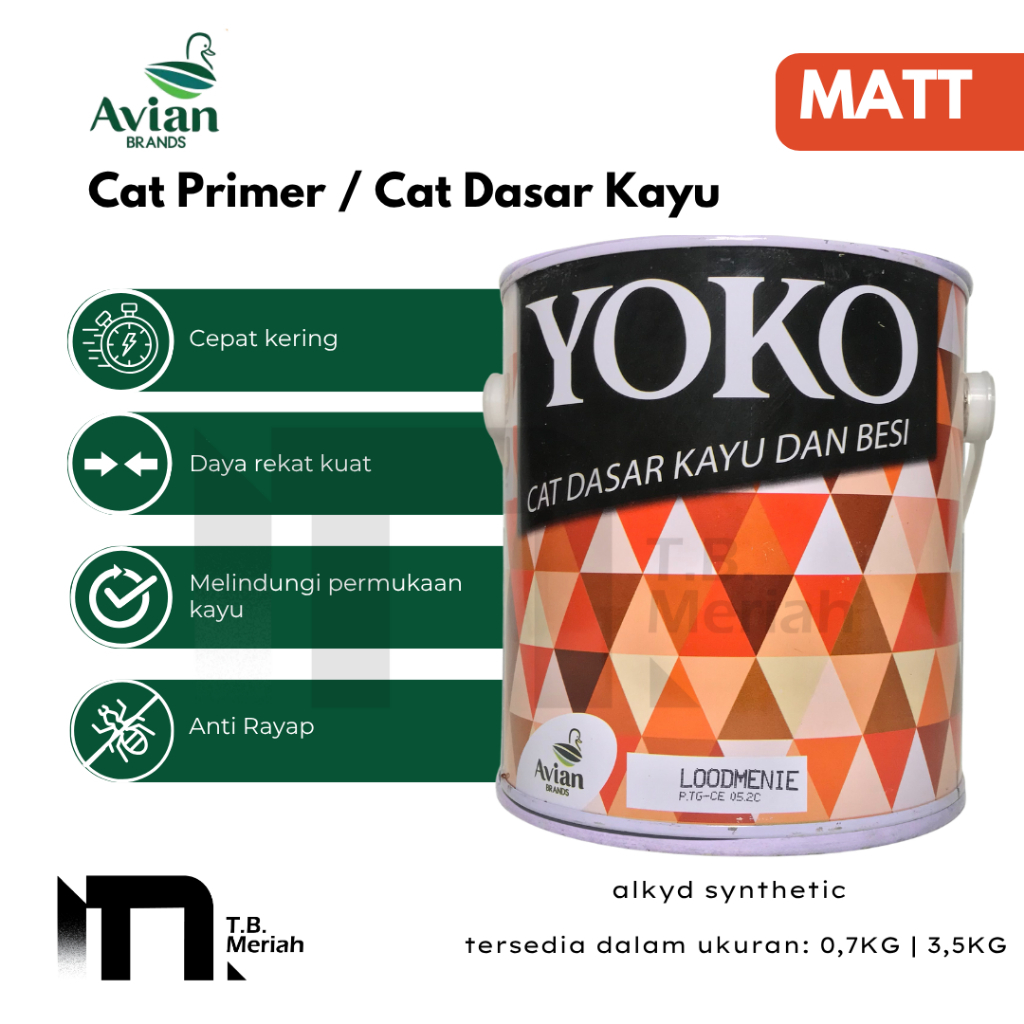 AVIAN YOKO Loodmenie 0,7Kg & 3,5Kg - Cat Dasar Besi dan Kayu - Meni Besi - Meni Kayu