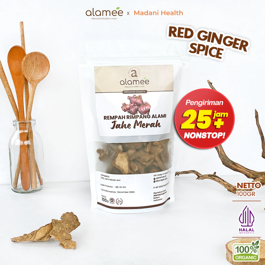 

ALAMEE Jahe Merah Kering Iris Dried Ginger Rempah Rimpang Organik Alami Bumbu Masakan Masak 100g