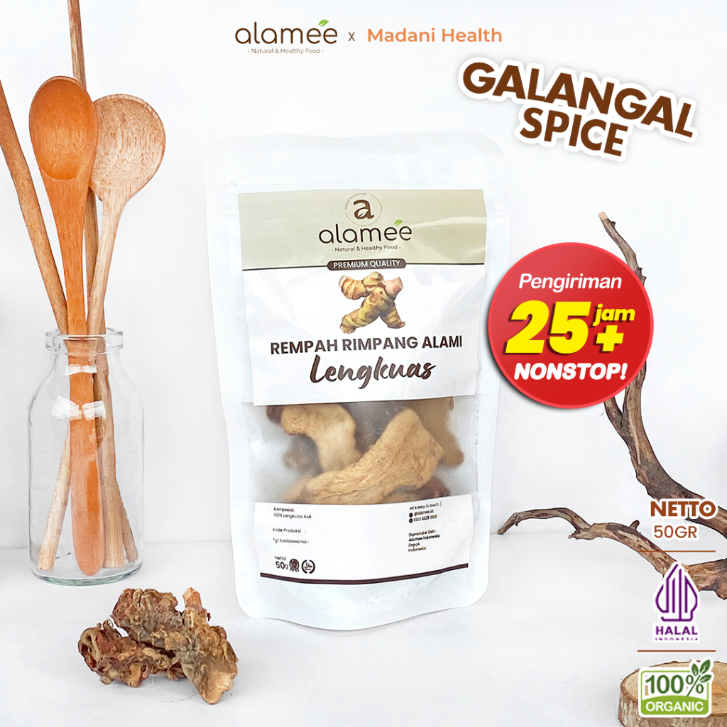 

ALAMEE Lengkuas Kering Dried Galangal Iris Rempah Organik Alami Bumbu Seasoning Masakan Masak 50gr