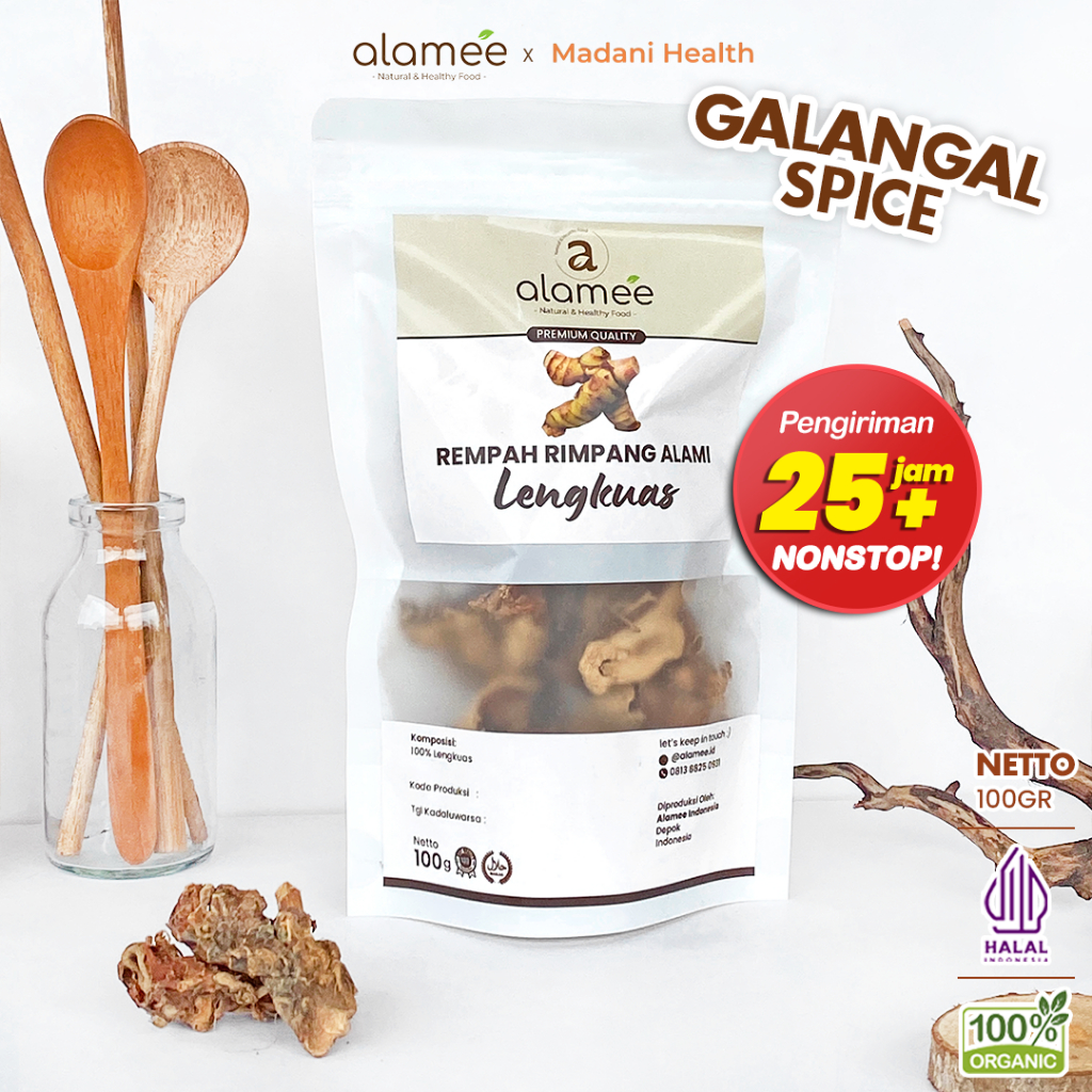

ALAMEE Lengkuas Kering Dried Galangal Iris Rempah Organik Alami Bumbu Seasoning Masakan Masak 100gr
